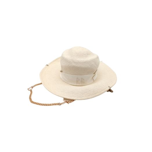 Ruslan Baginskiy Chain Embellished Boater Hat - Size M