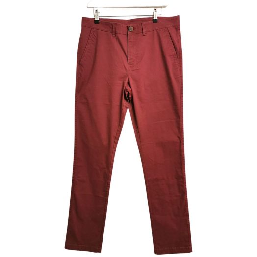 Dunnes Stores Burgundy Straight Leg Trousers - Size W34 L34